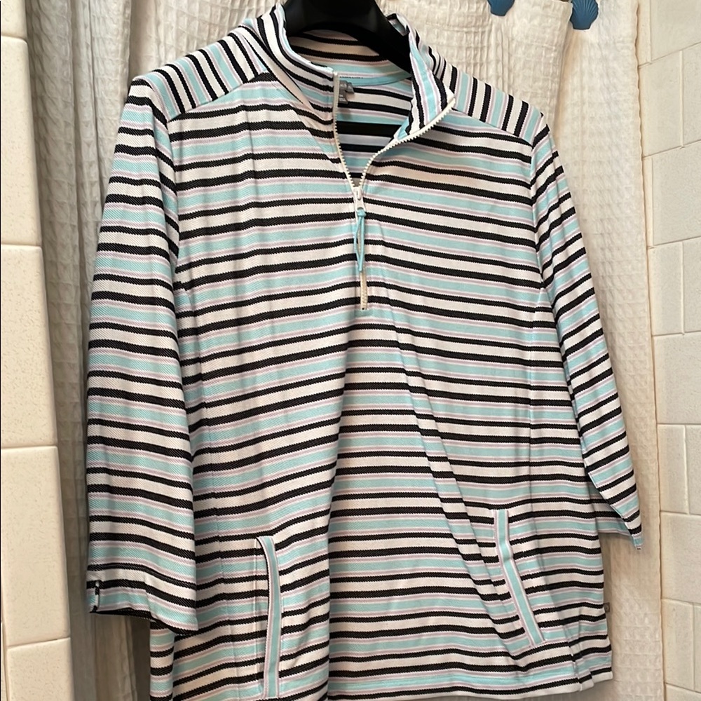 Talbots Multicolor Striped Half-Zip Top
